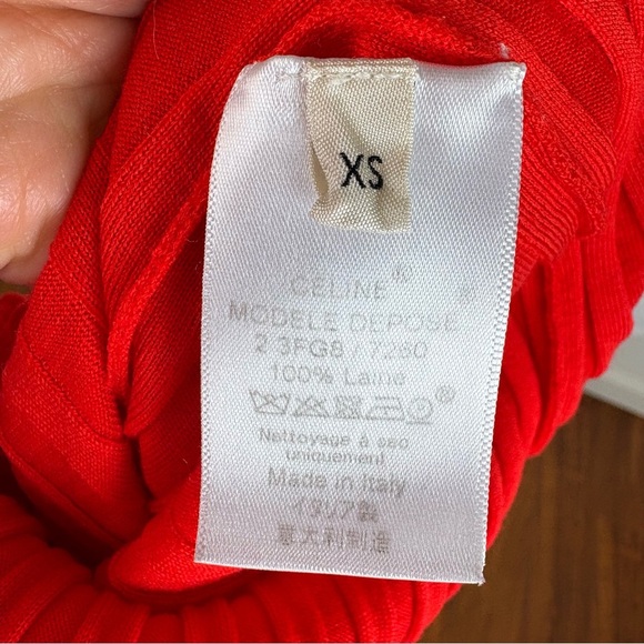 Celine 100% Wool Ribbed Red Sweater Size XS - Picture 6 of 6